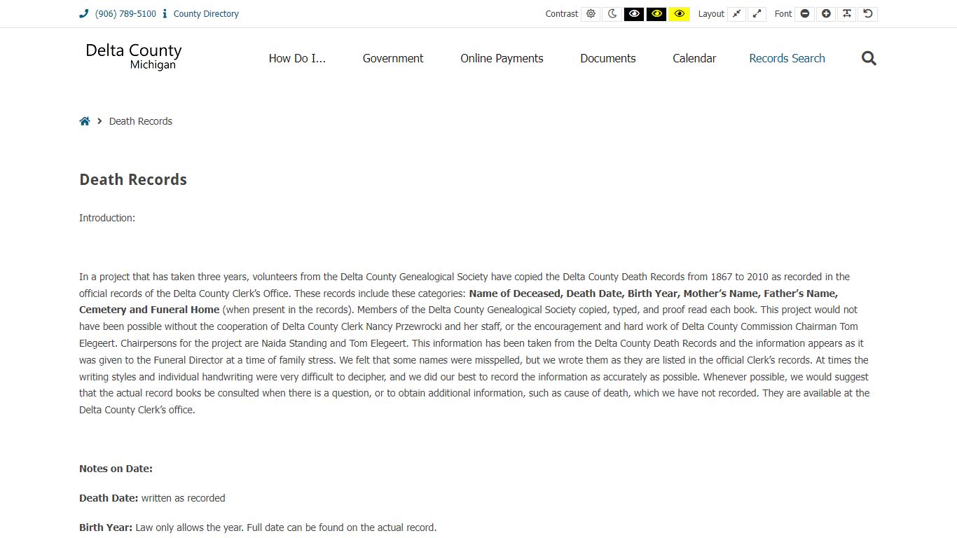 Death Records – Delta County